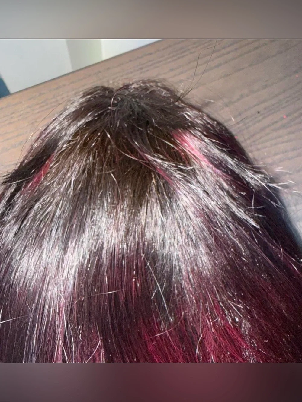 Black with Burgundy Highlights Women’s Long human hair Wig